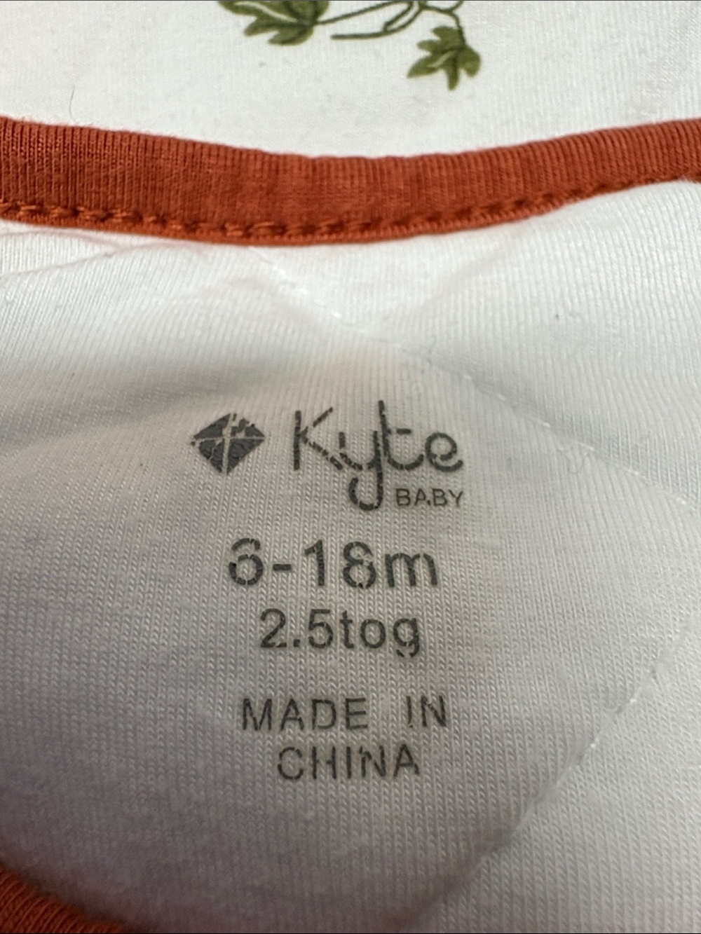 Kyte BABY White Sleep Sack with Rust Trim